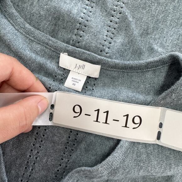 J Jill Sweater Womens XS Gray Green Pullover V Neck Cotton Blend Knit Top - Picture 3 of 8